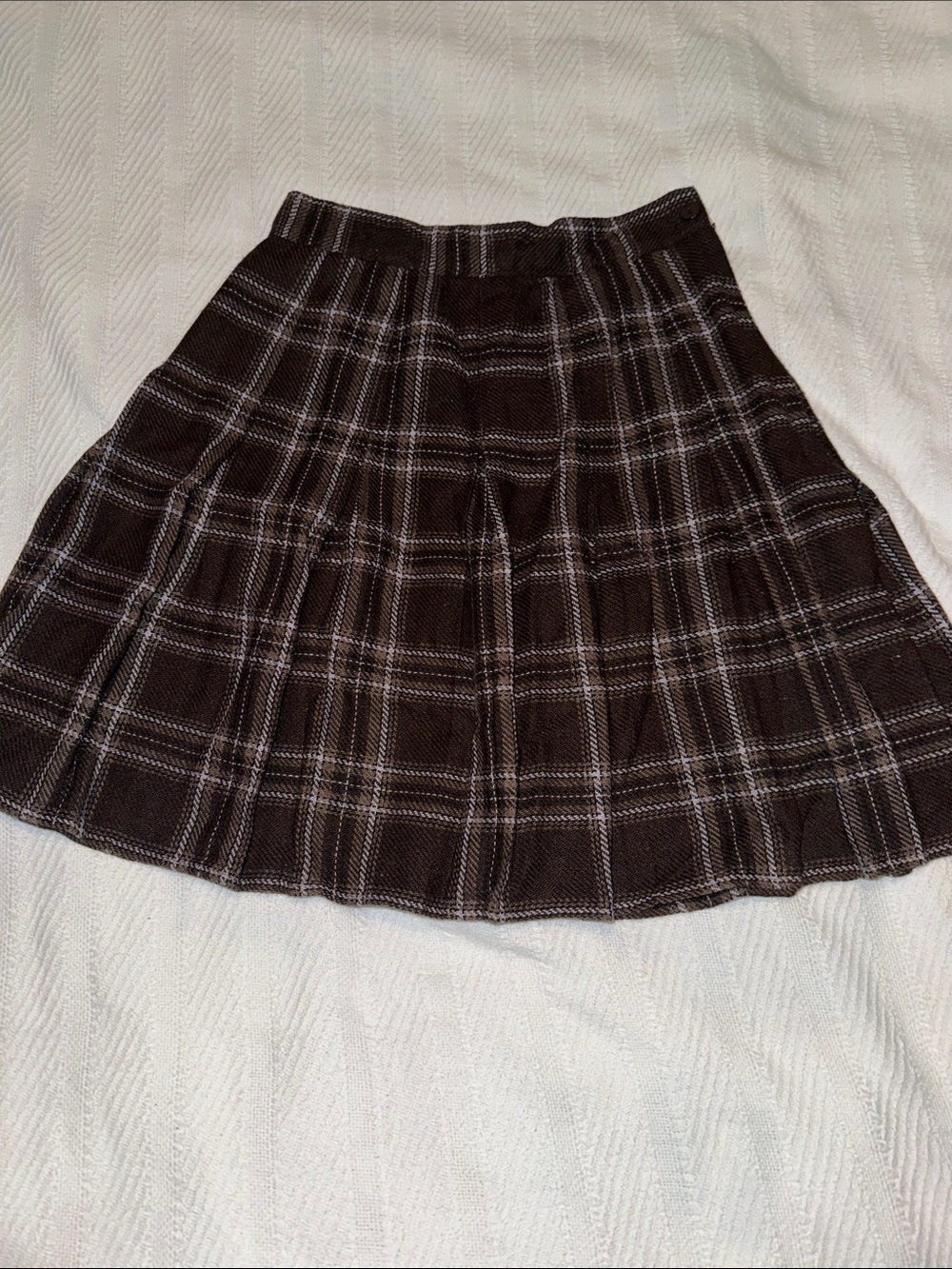 Vintage Tailor B. Moss Brown Plaid Pleated Skater Skirt